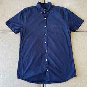 Express Men's Navy Blue Button-Down Shirt - Medium Tall